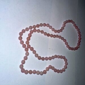 c1940's-1950's Chinese Export Pink Rose Quartz Beaded 16” Necklace